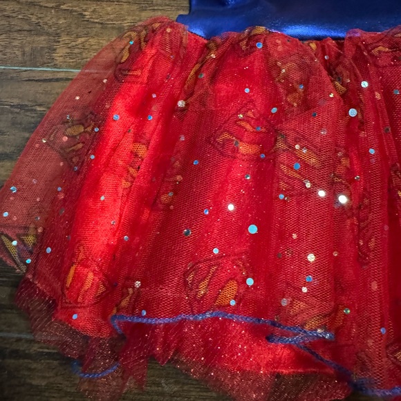 DC Comic Superwoman Tutu Dress Toddler 4 XS Glittery Polka Dot Like New - Picture 5 of 7